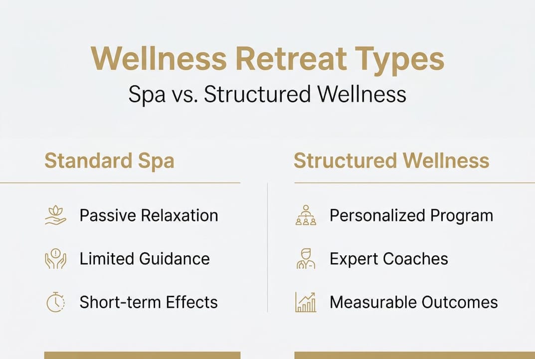 Infographic comparing spa and structured wellness retreats