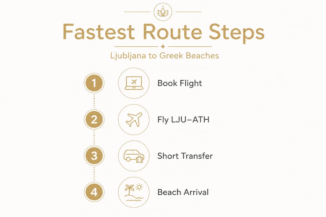 Infographic shows step-by-step flight route to Greek beaches