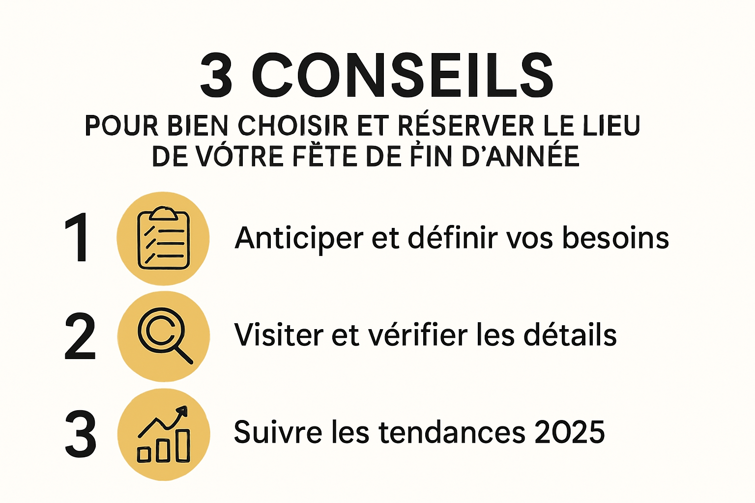 Infographie : 5 conseils incontournables pour choisir le lieu idéal de votre fête de fin d’année