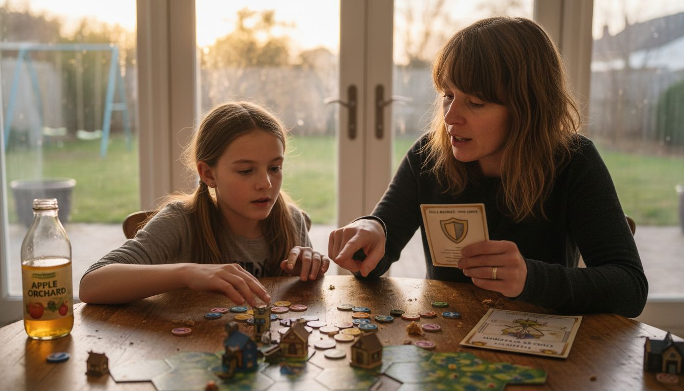 Parent helping child understand game rules