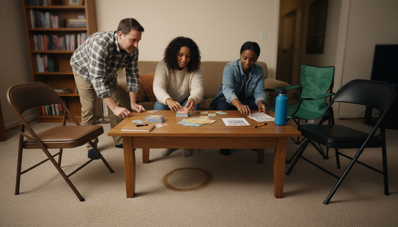 People arranging flexible game night setup