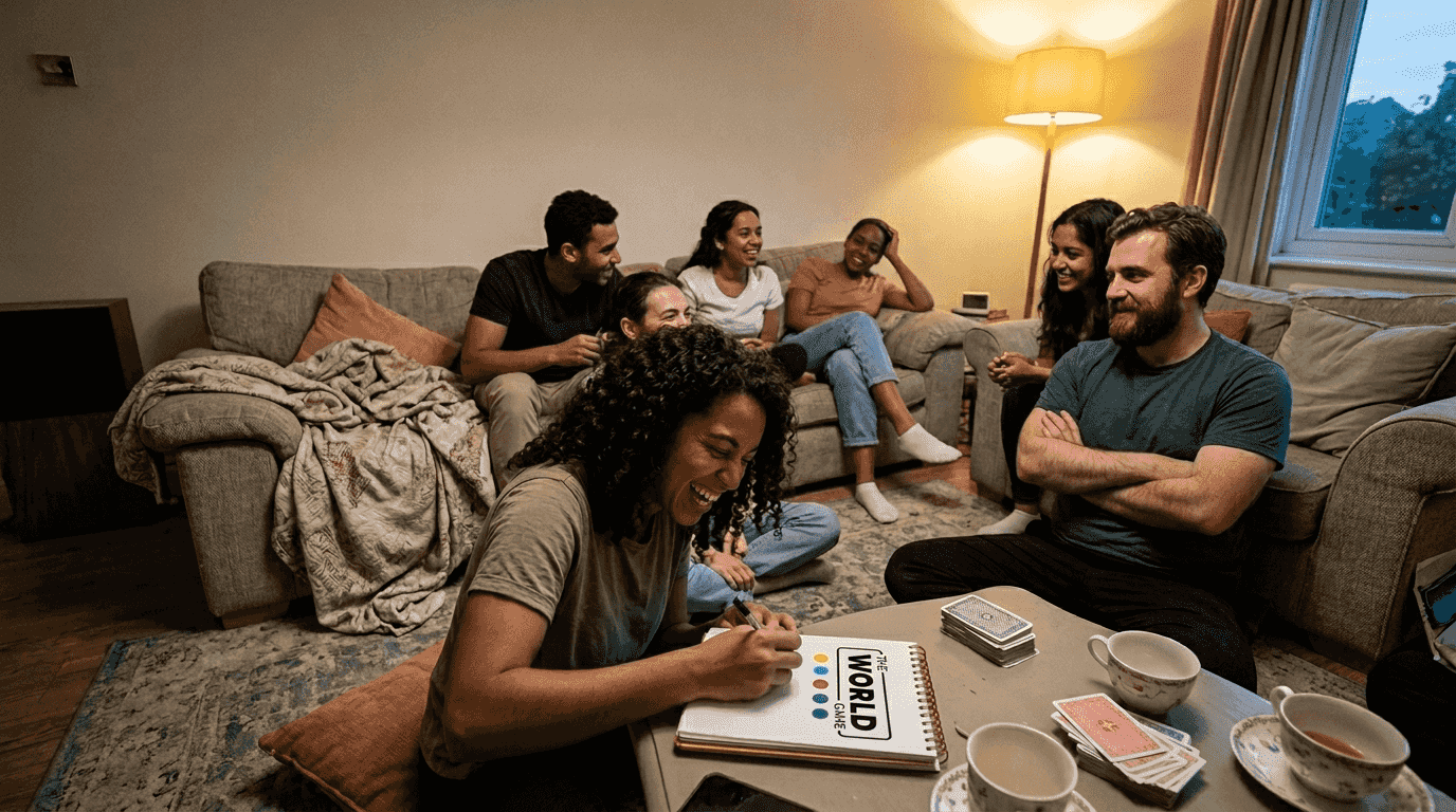 Small group playing sharing game