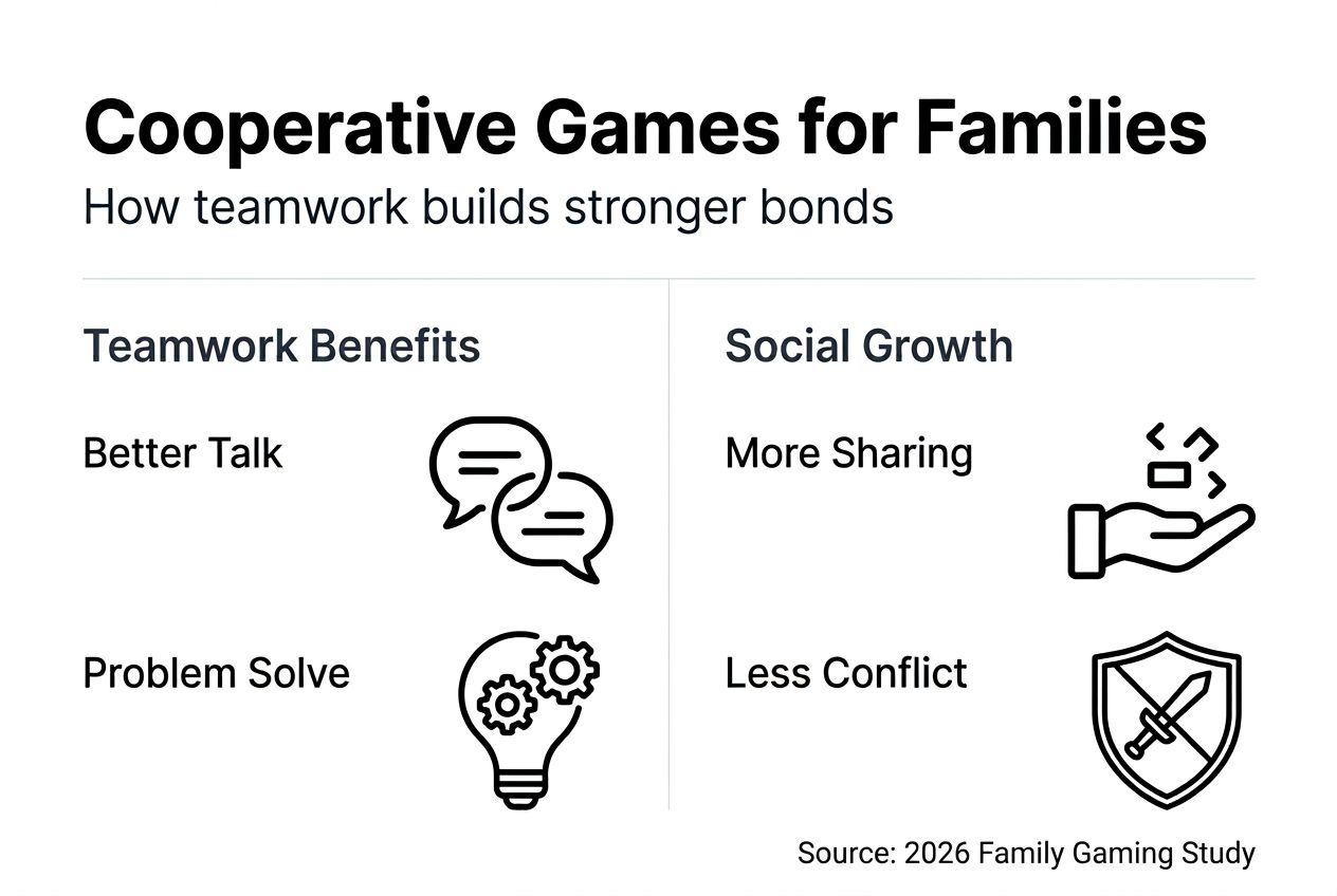 Infographic showing teamwork and social benefits in games