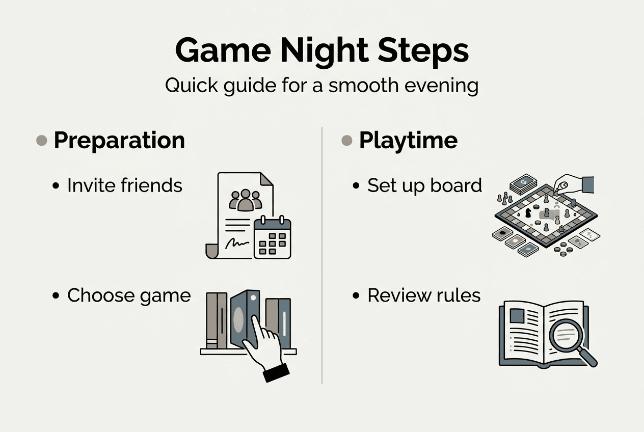 Infographic showing steps for fun game night