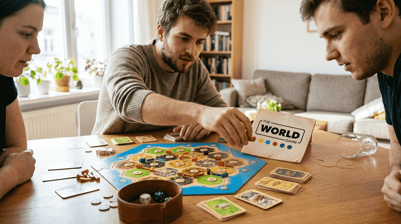 Players strategizing Catan settlement placements