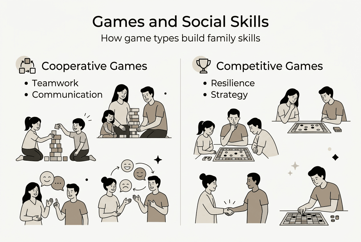 Infographic showing social skills by game type