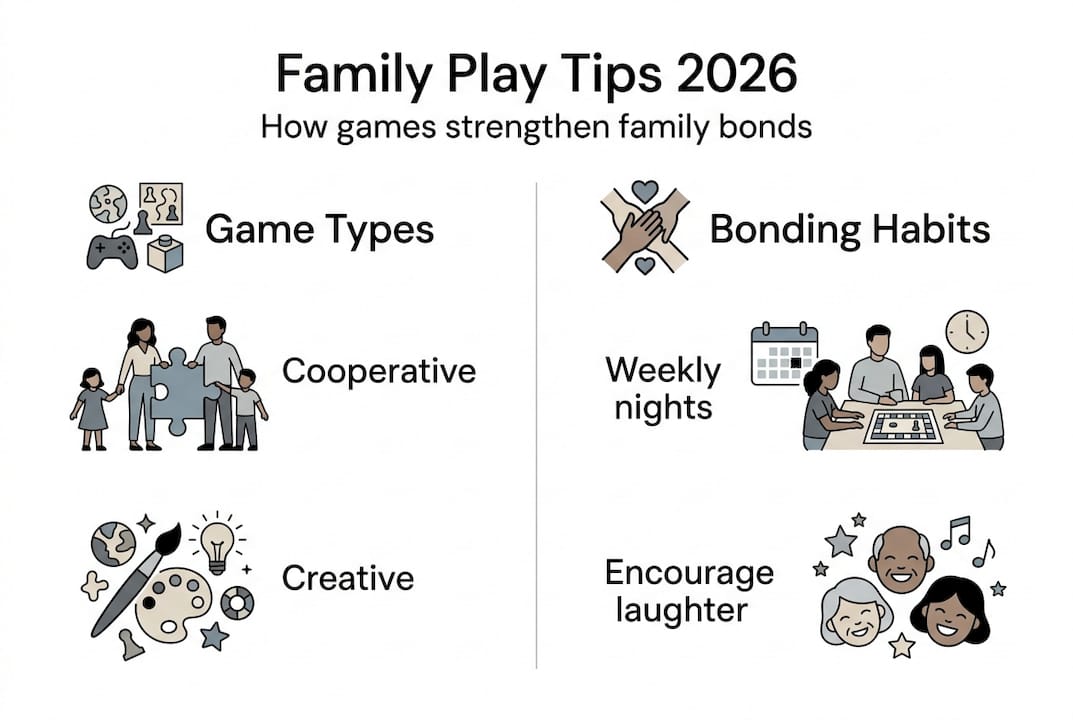 Infographic showing family play tips and habits