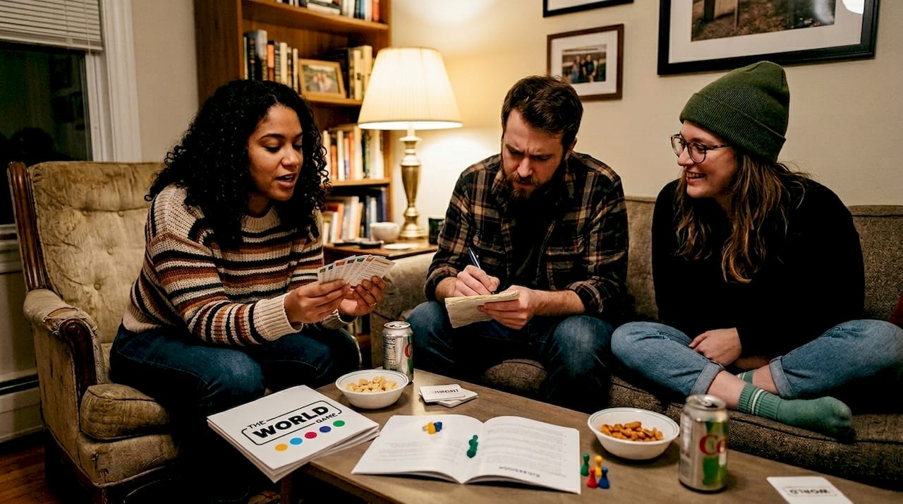 Friends enjoying a team trivia session