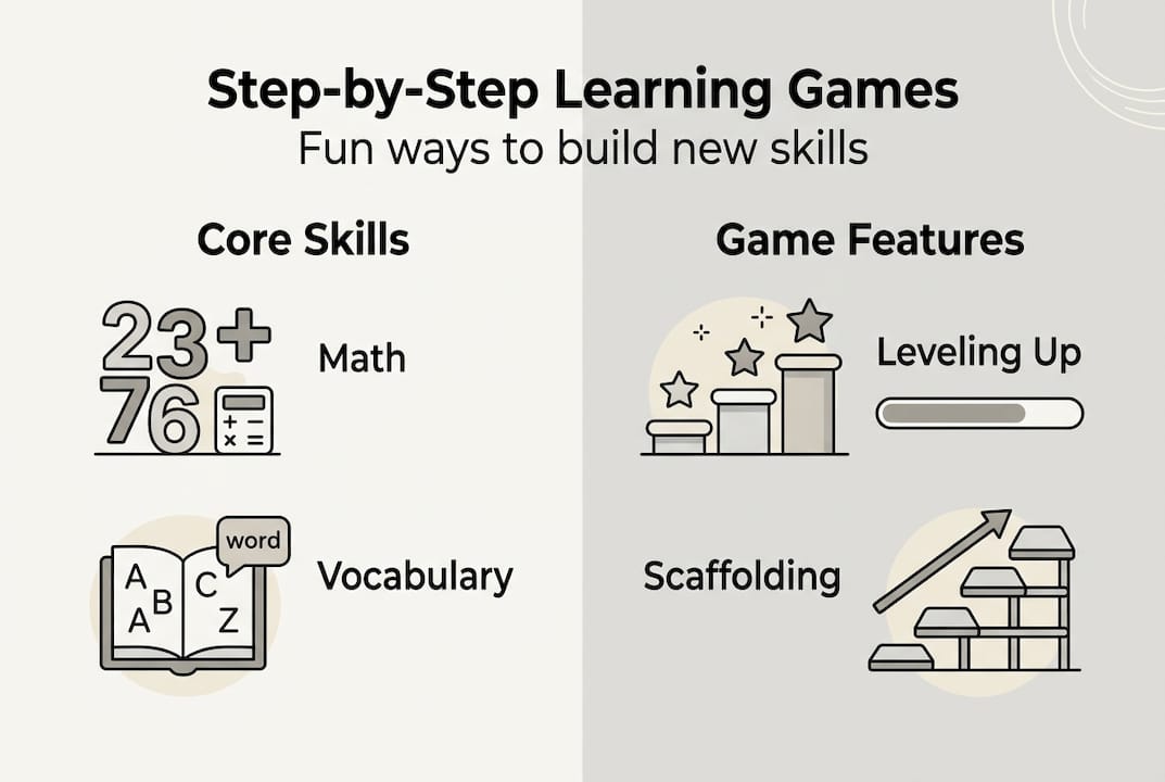 Infographic on learning games process and benefits