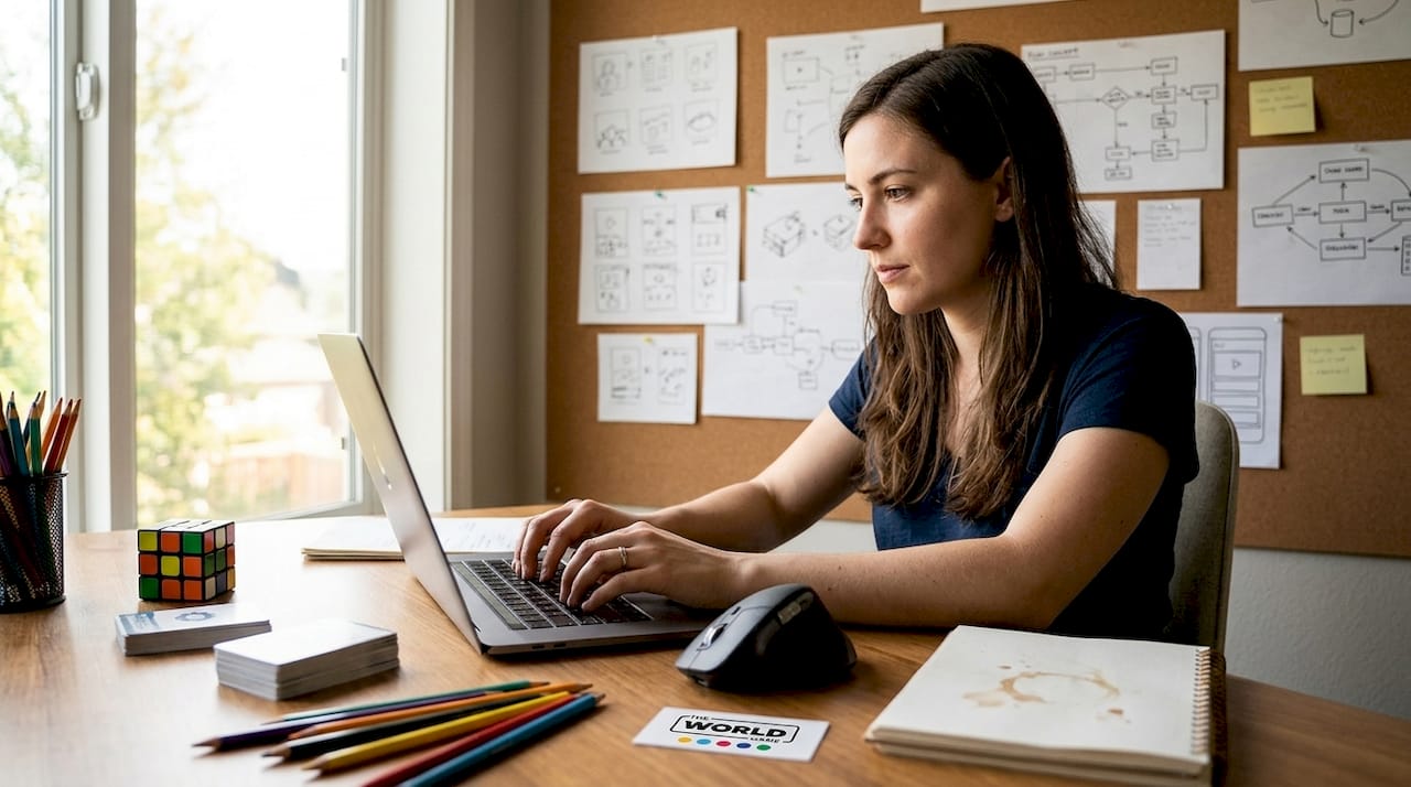 Game designer refining educational game concepts