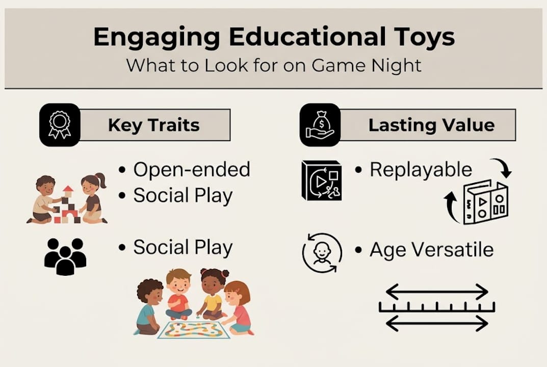 Infographic highlighting engaging toy qualities