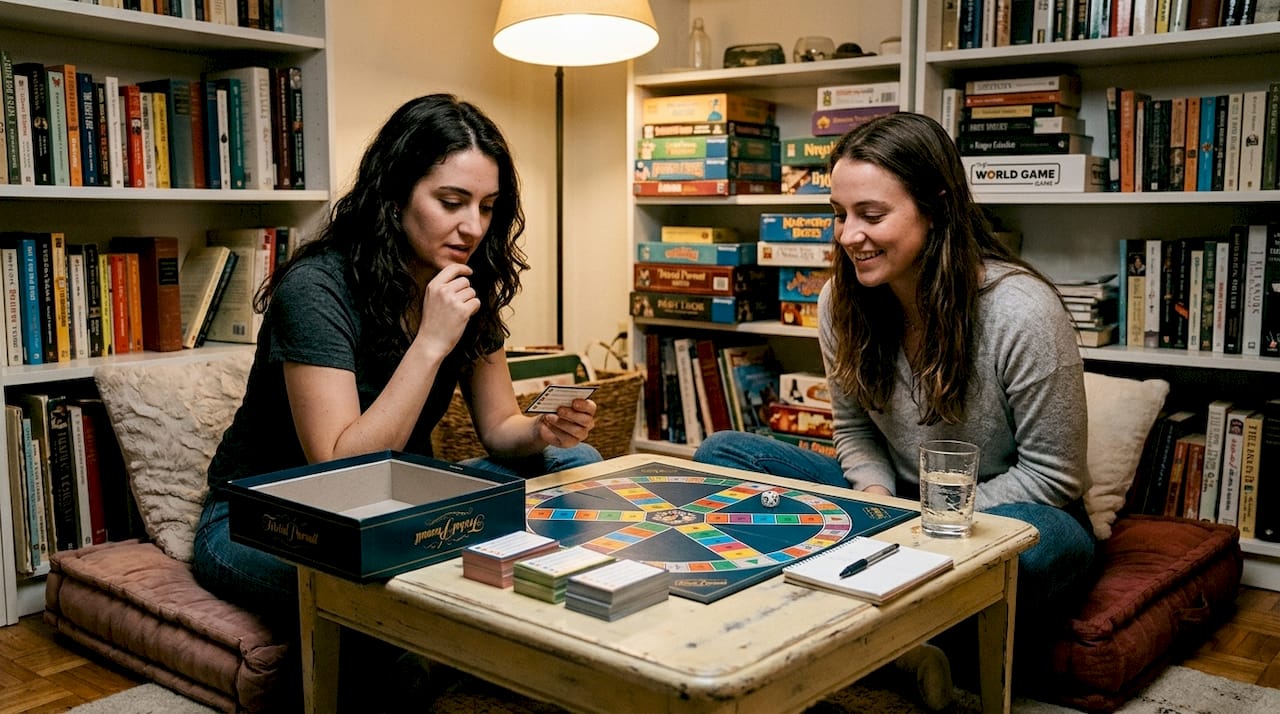 Players competing at Trivial Pursuit board