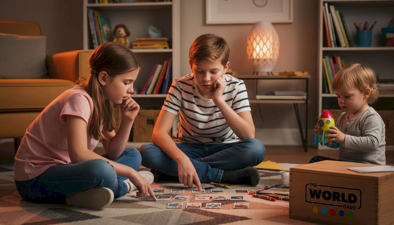 Children practicing empathy during card game