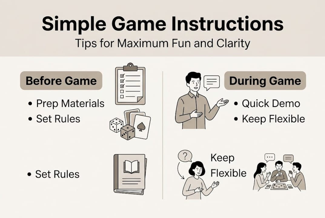Infographic of easy party game instruction steps