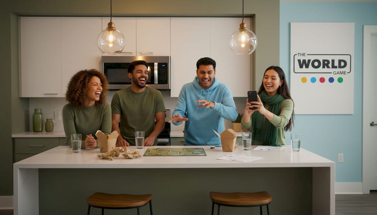 Friends laughing and sharing memories together