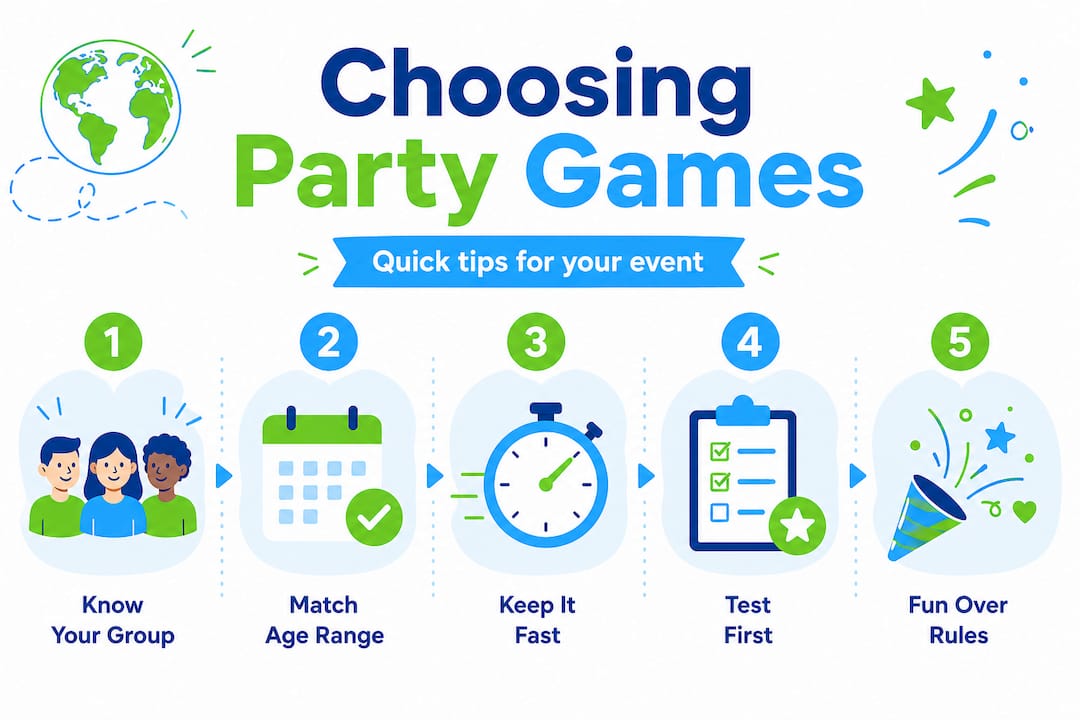 Infographic on choosing tabletop games for parties
