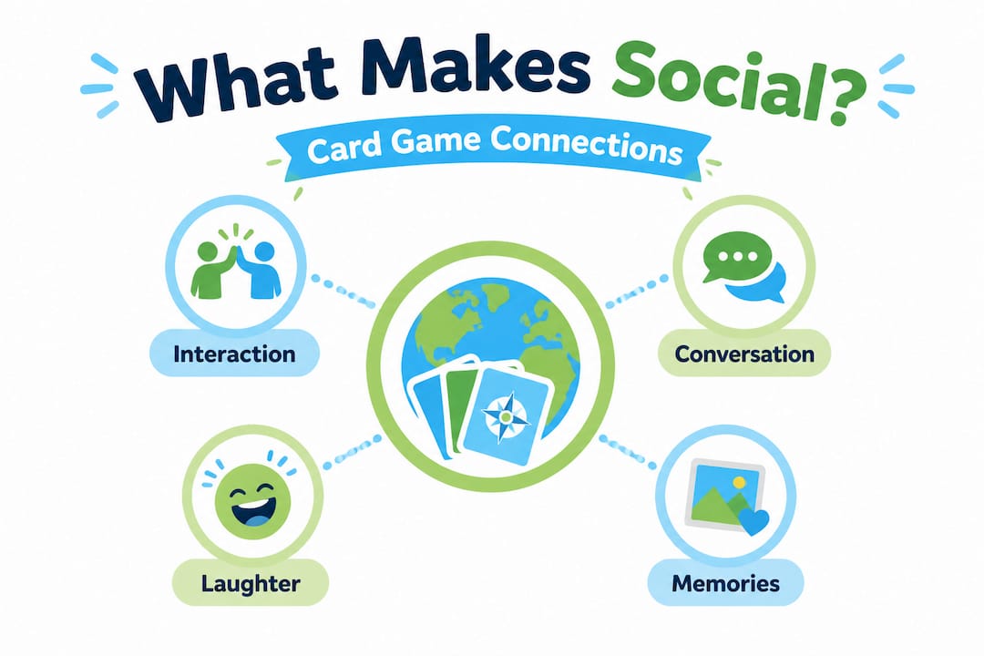 Infographic showing core elements of social card games