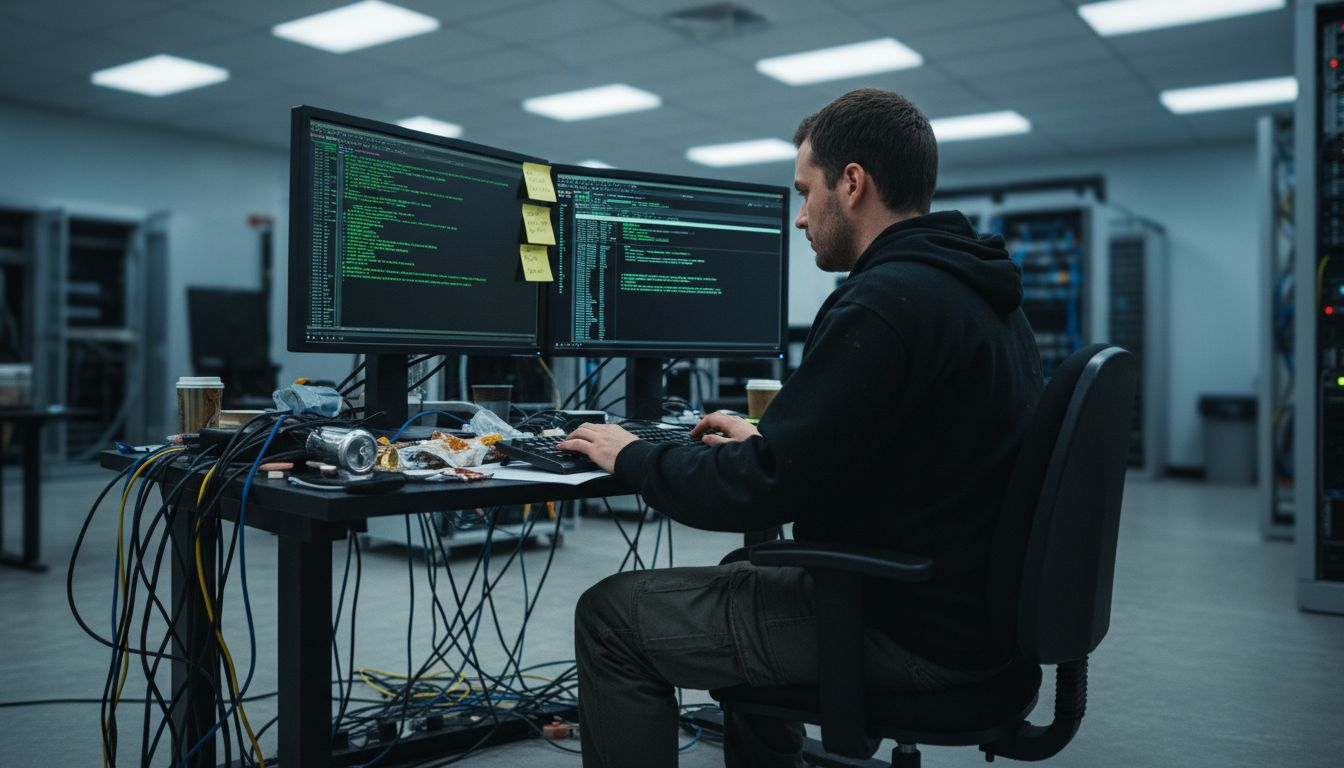 IT expert applying digital security measures