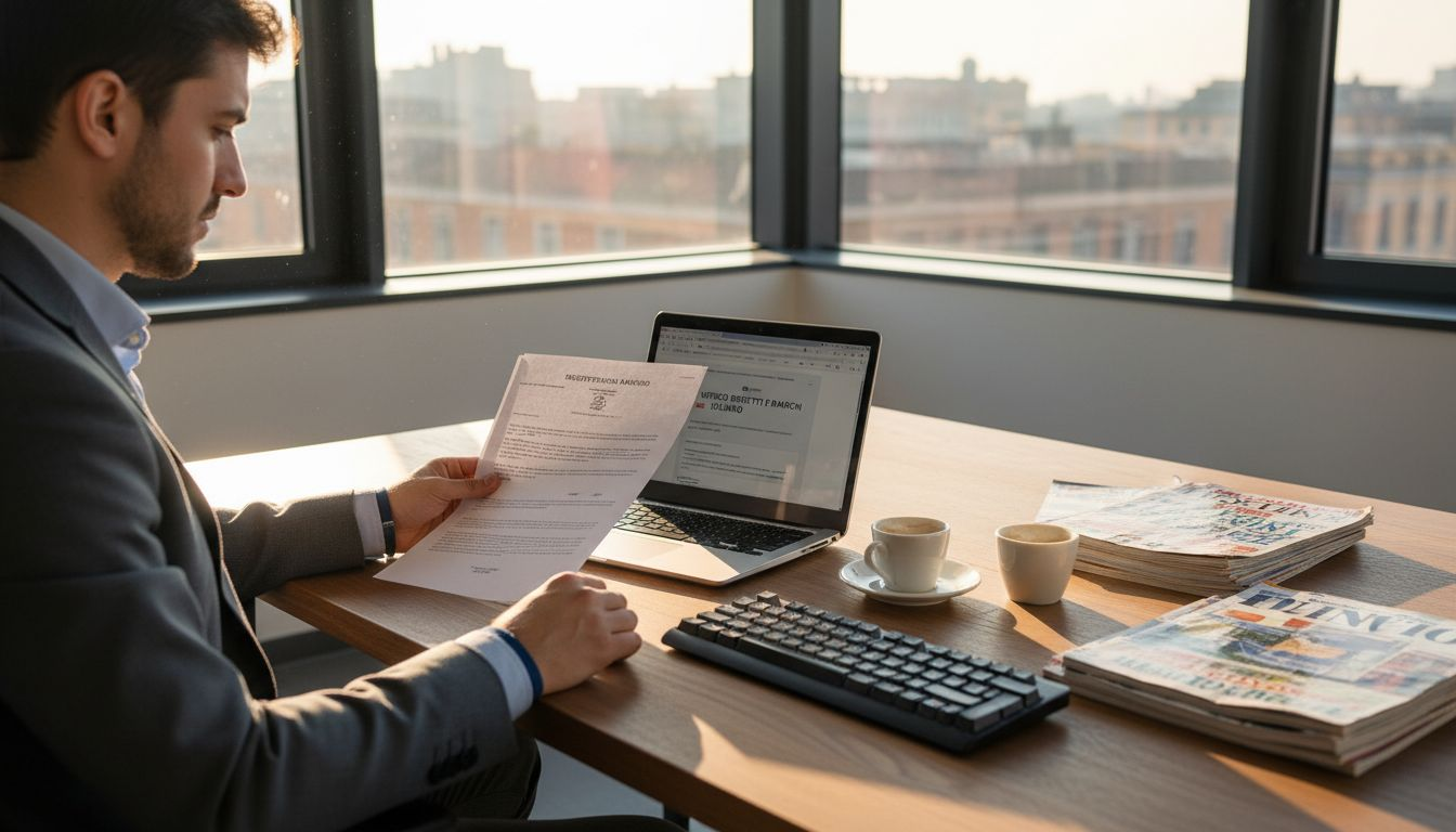 Il fondatore di una startup che controlla la documentazione per la registrazione del marchio