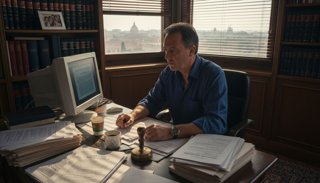 Uomo impegnato alla scrivania nella tutela del diritto d’autore