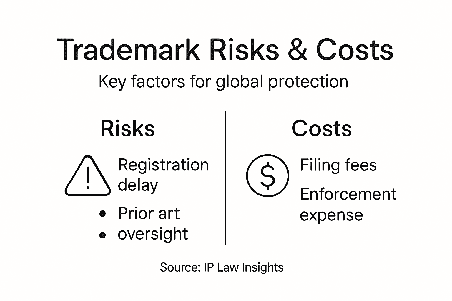 Infographic showing trademark risks and costs