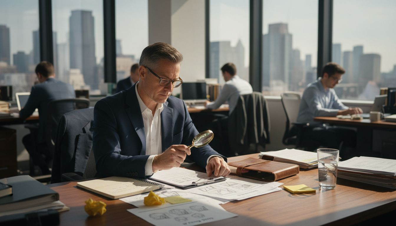 Lawyer reviewing global design rights paperwork