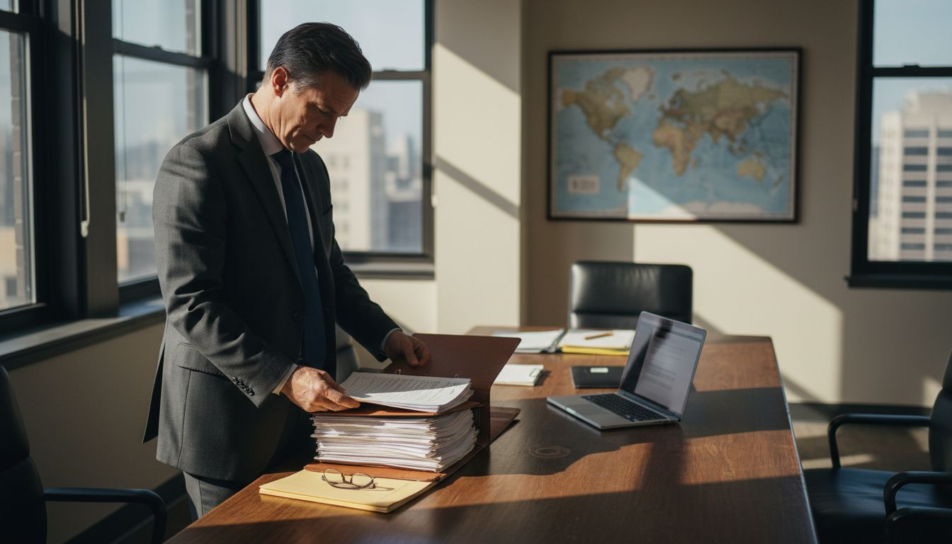 Attorney reviewing intellectual property documents