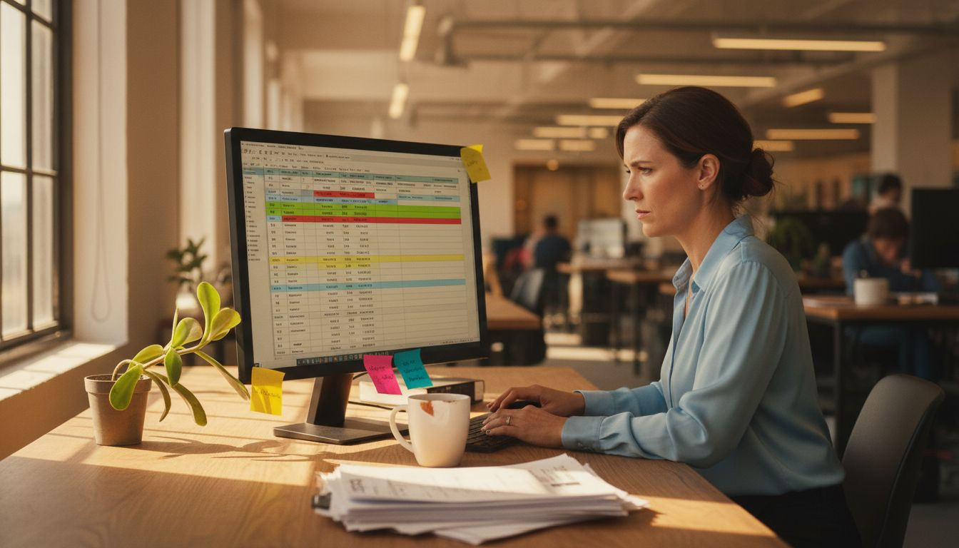 Manager reviews intellectual property asset inventory