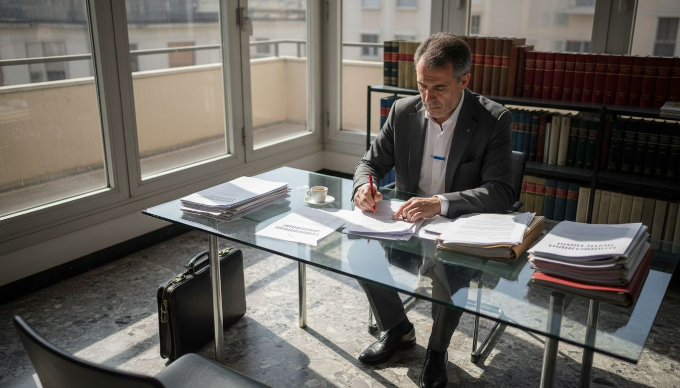 L’avvocato esamina la documentazione relativa all’opposizione del marchio.