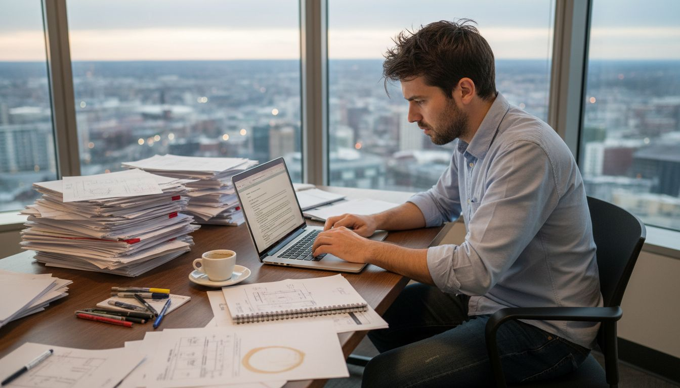 Startup founder updating patent documents