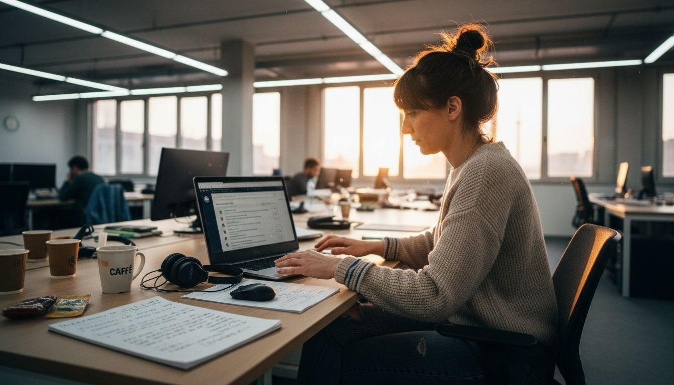 Donna che consulta i dati dei brevetti gestiti automaticamente