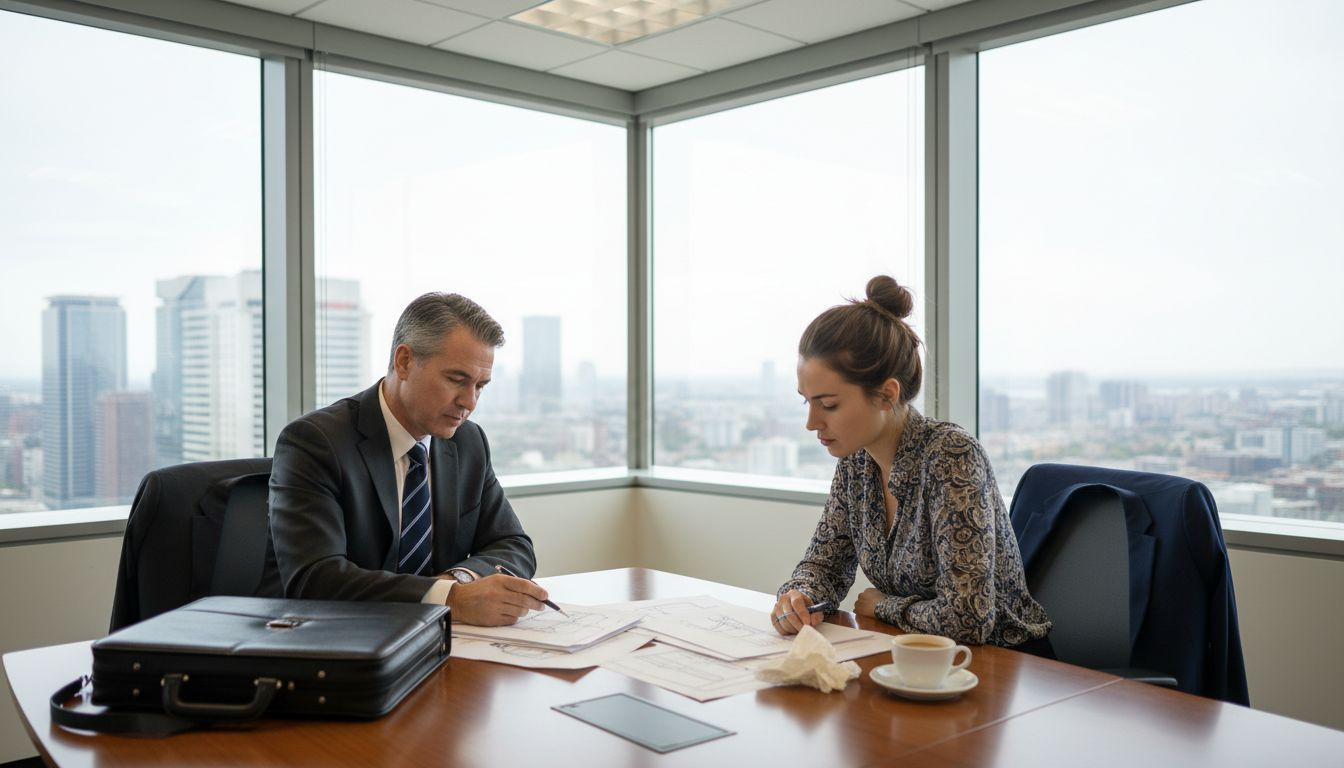 Consulente e designer si confrontano sulle bozze del prodotto.