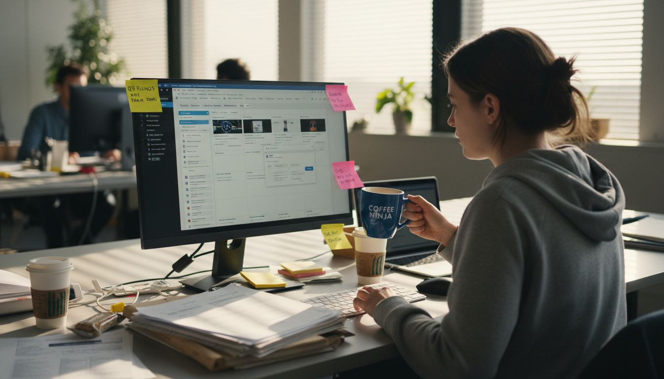 Employee tracks IP alerts in busy office