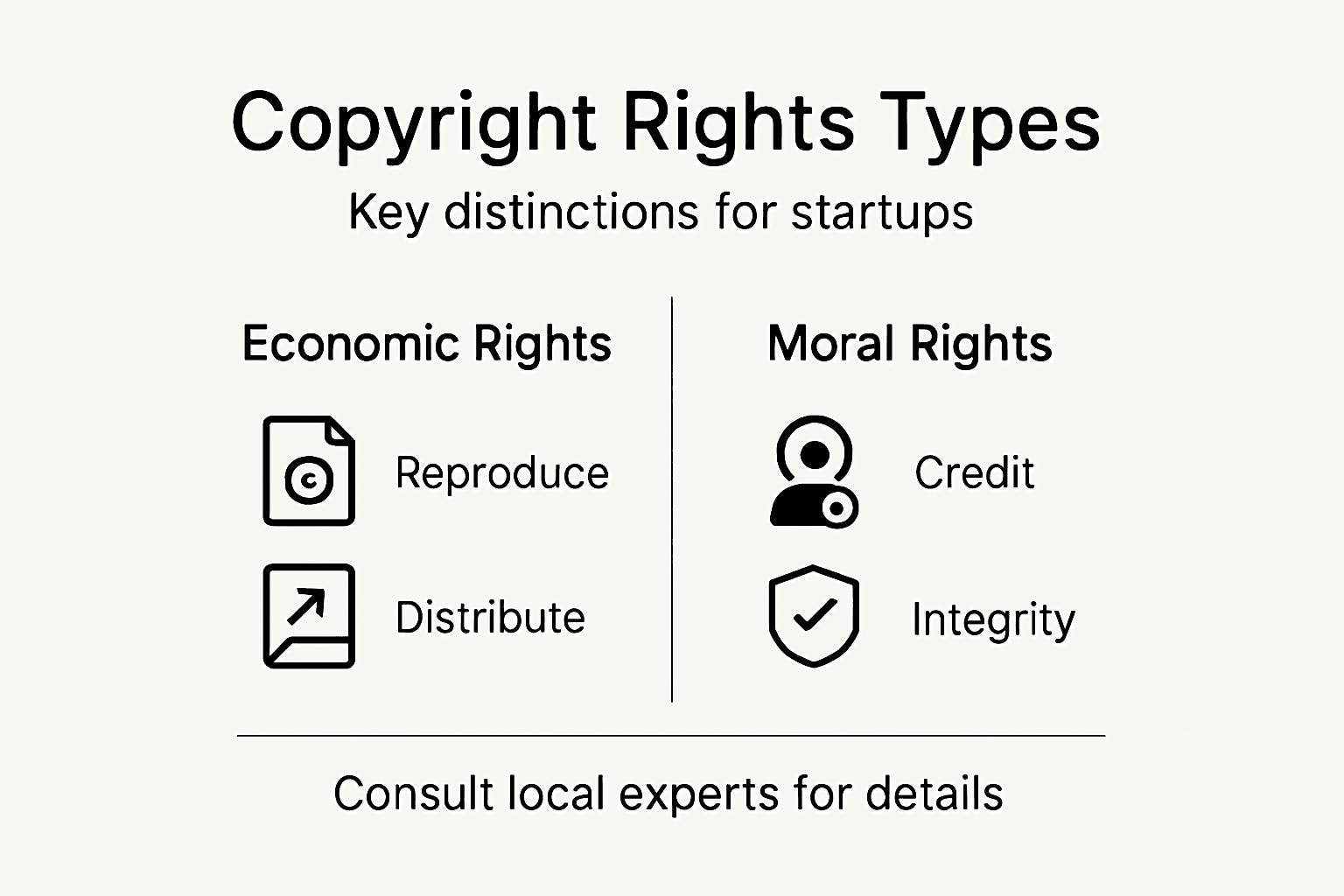 Infographic showing copyright economic and moral rights