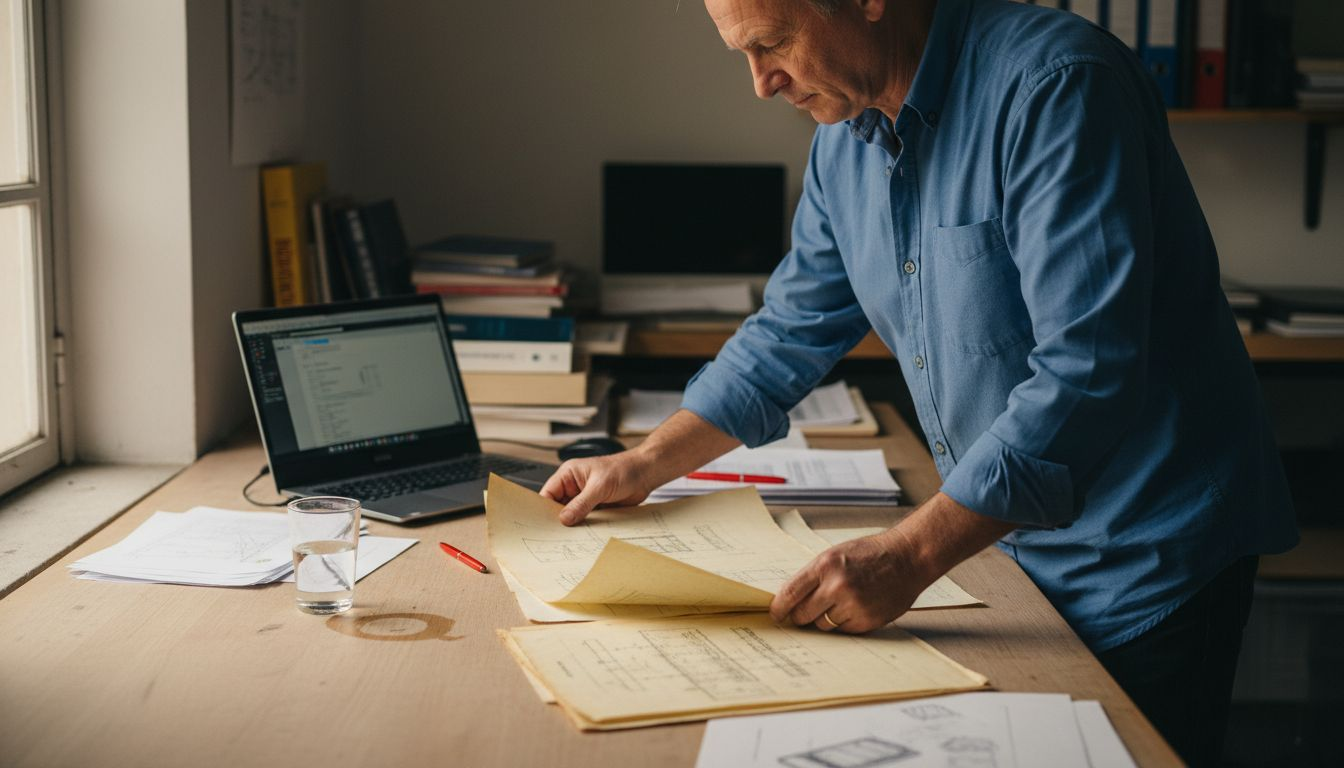 Un professionista esamina e revisiona la documentazione tecnica necessaria per la presentazione di un brevetto.