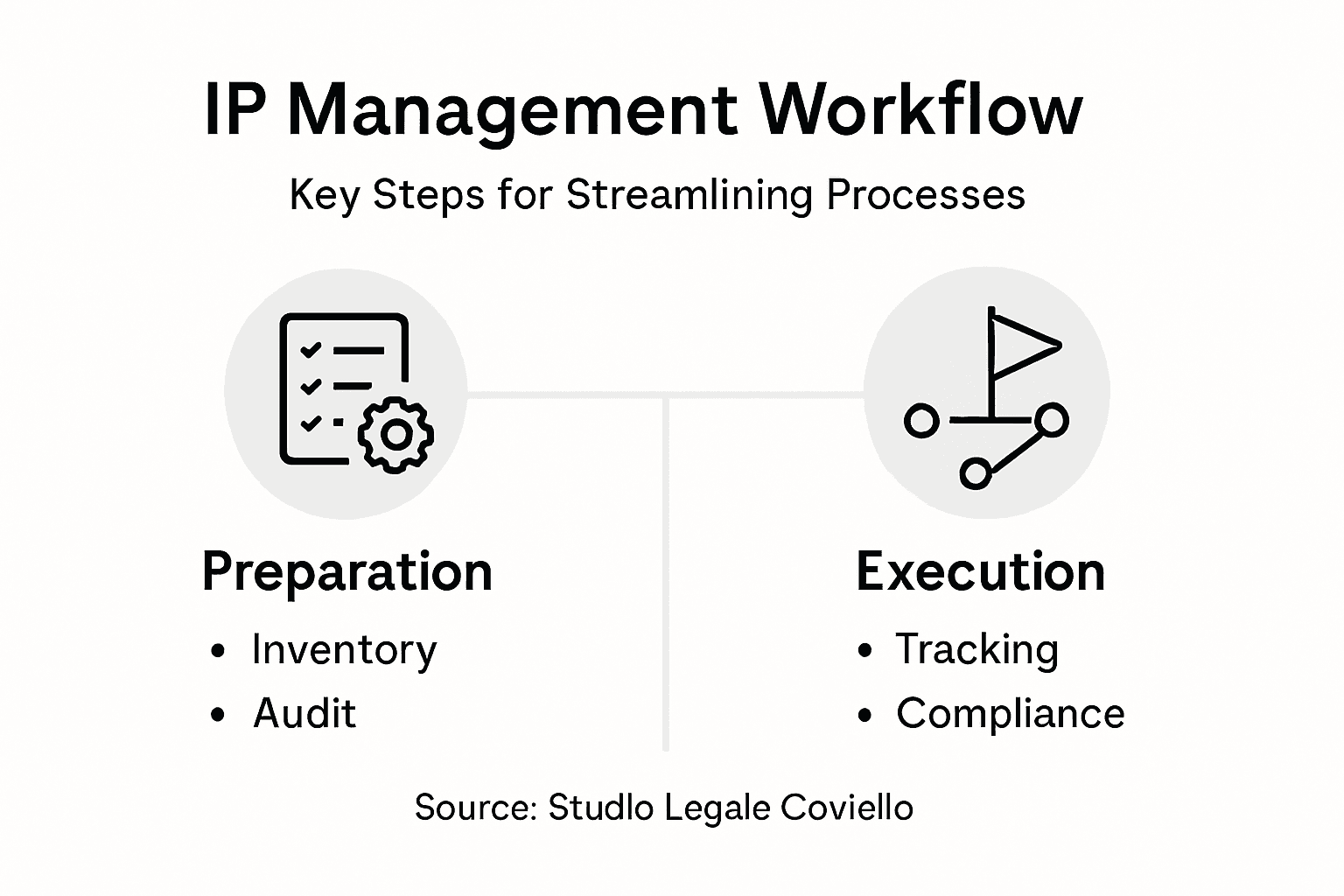 Infographic showing IP management workflow steps