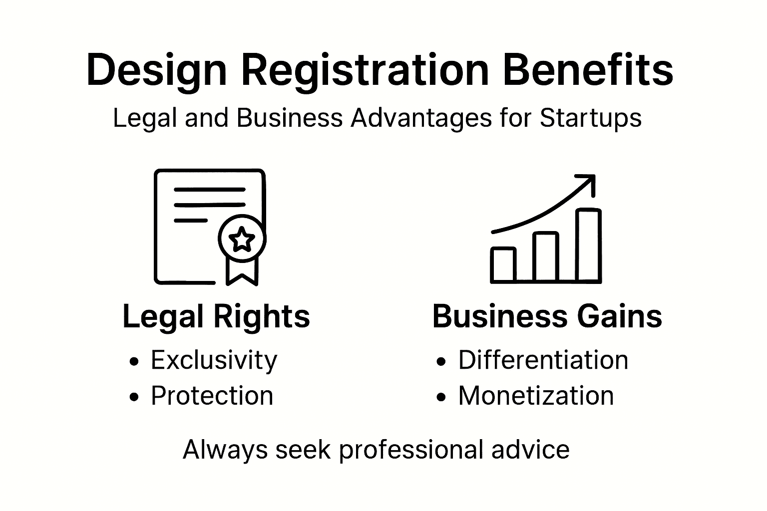 Infographic showing legal and business design registration benefits