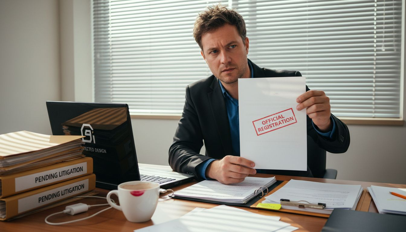 Lawyer verifying design registration paperwork