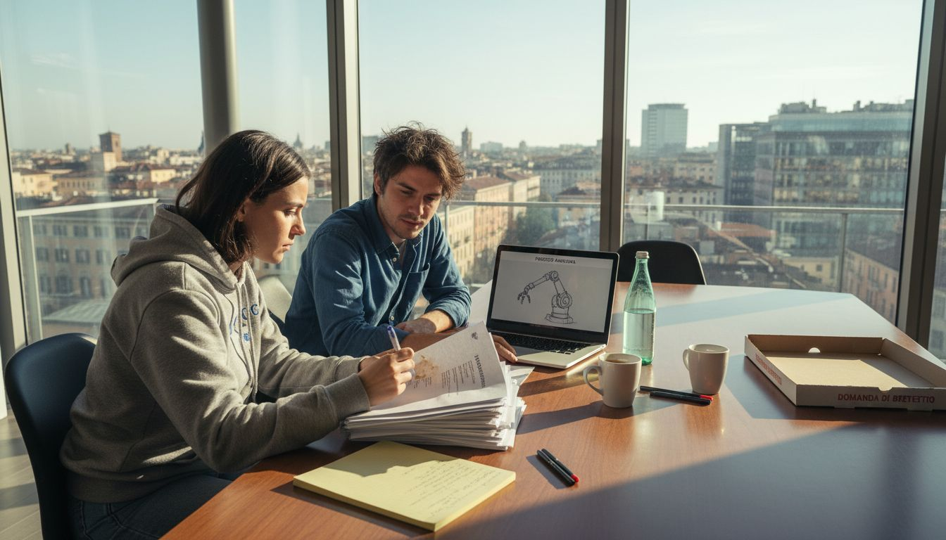 I fondatori di una startup stanno passando in rassegna alcuni documenti legali nel loro ufficio, concentrati a valutare ogni dettaglio per garantire il successo del loro progetto imprenditoriale.