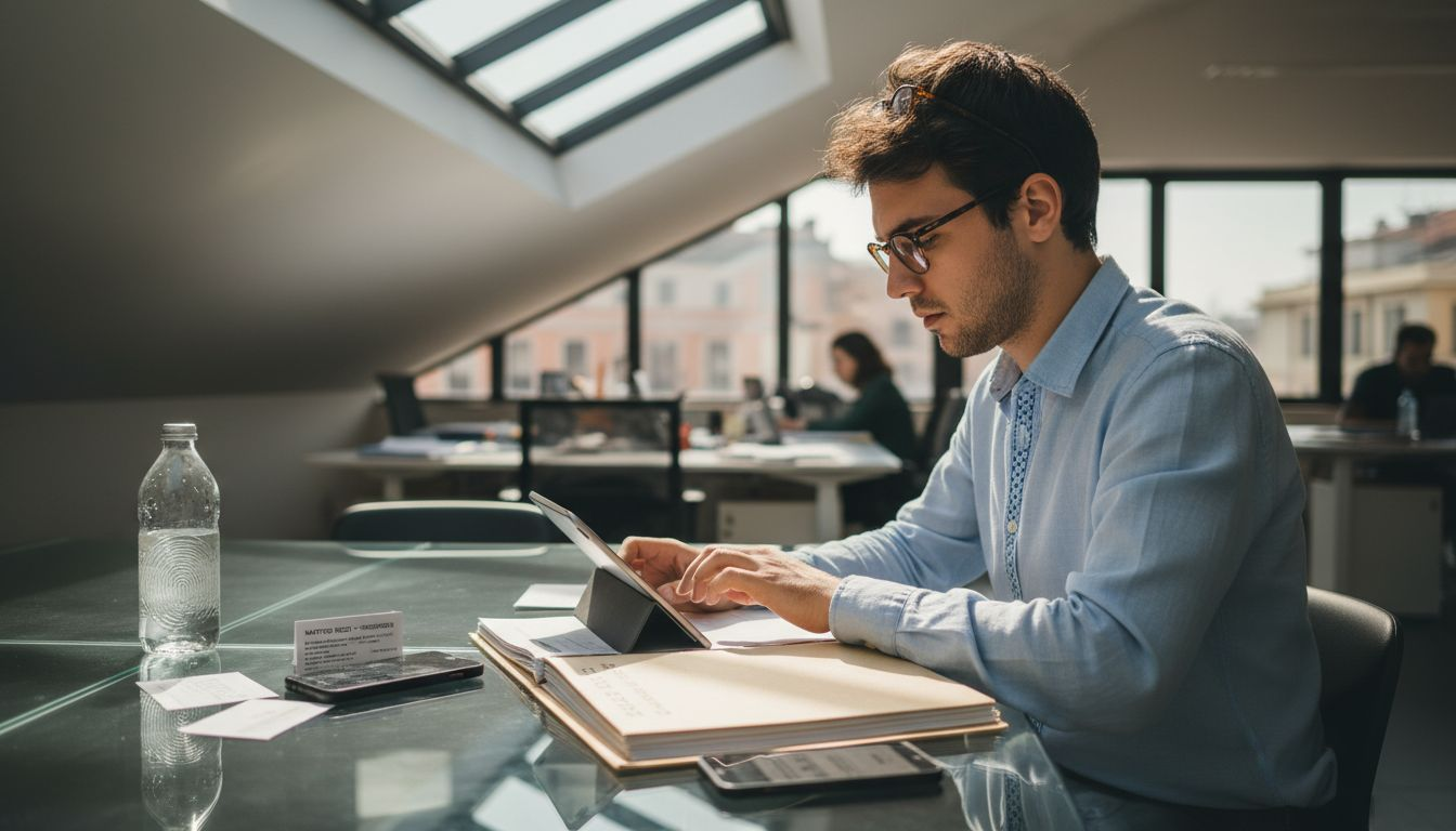 Professionista che gestisce la proprietà intellettuale tramite strumenti digitali