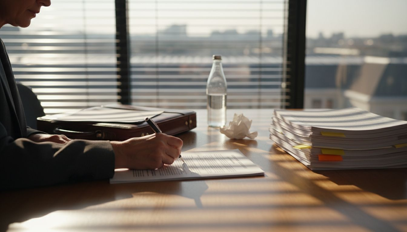 Signing exclusive license contract at table