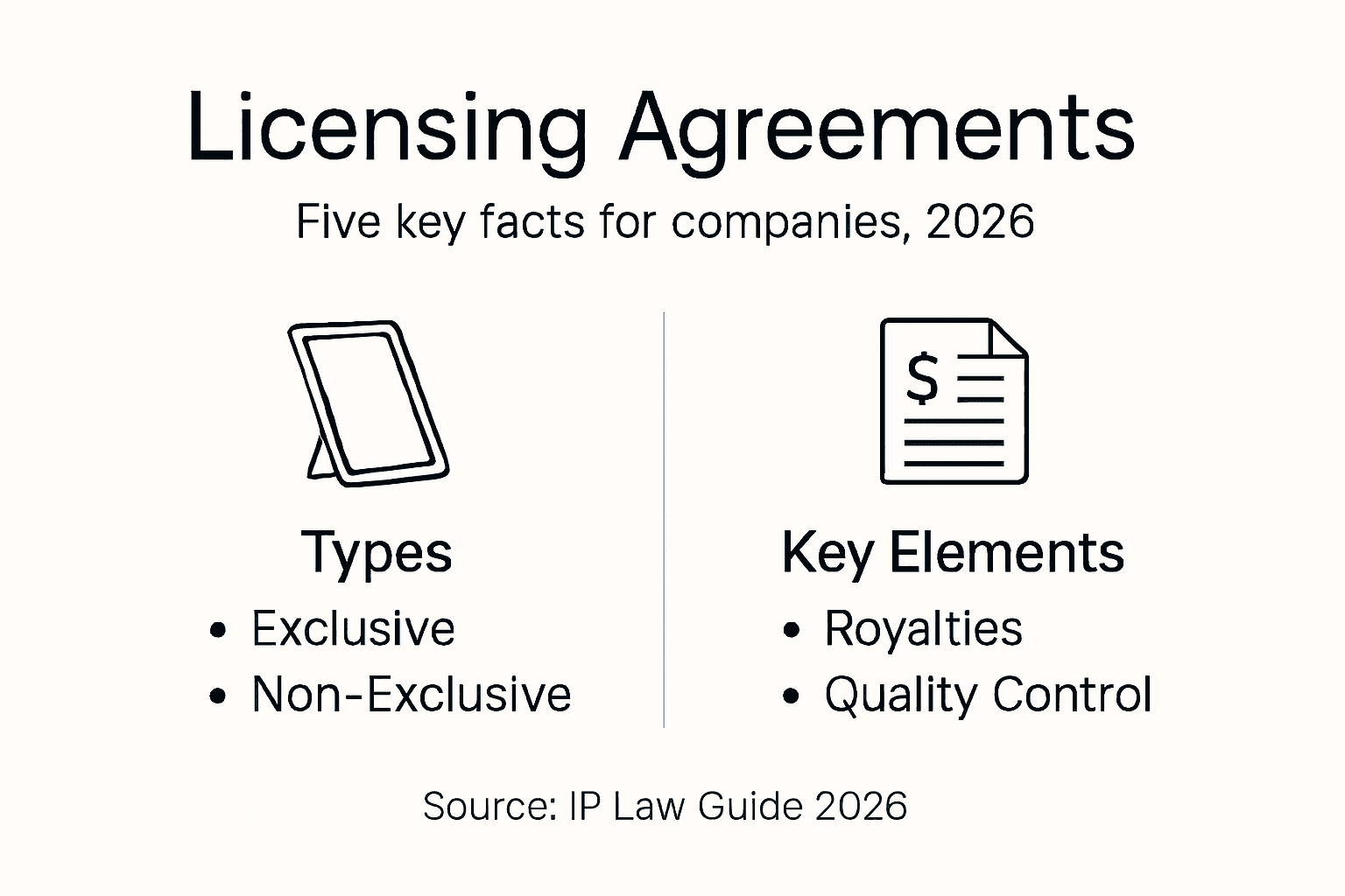 Infographic lists licensing agreement facts and types