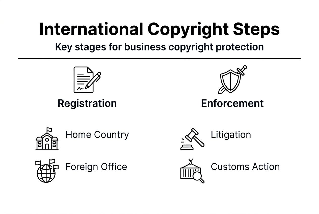 Infographic showing copyright process steps and actions