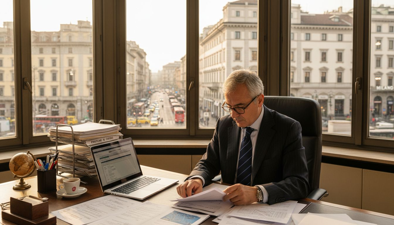 Avvocato specializzato in proprietà intellettuale impegnato nella revisione di documenti legali