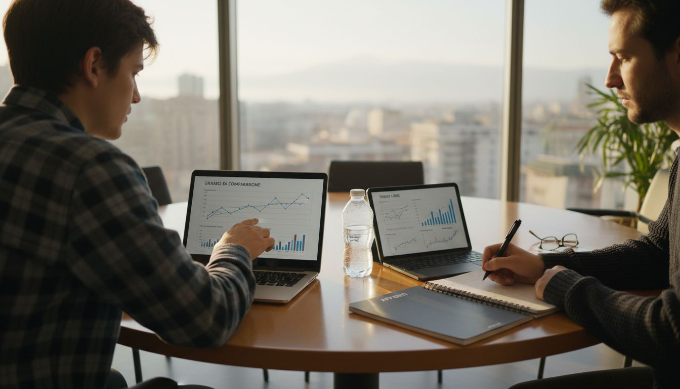 Colleghi che valutano le differenze tra la registrazione a livello nazionale e quella internazionale