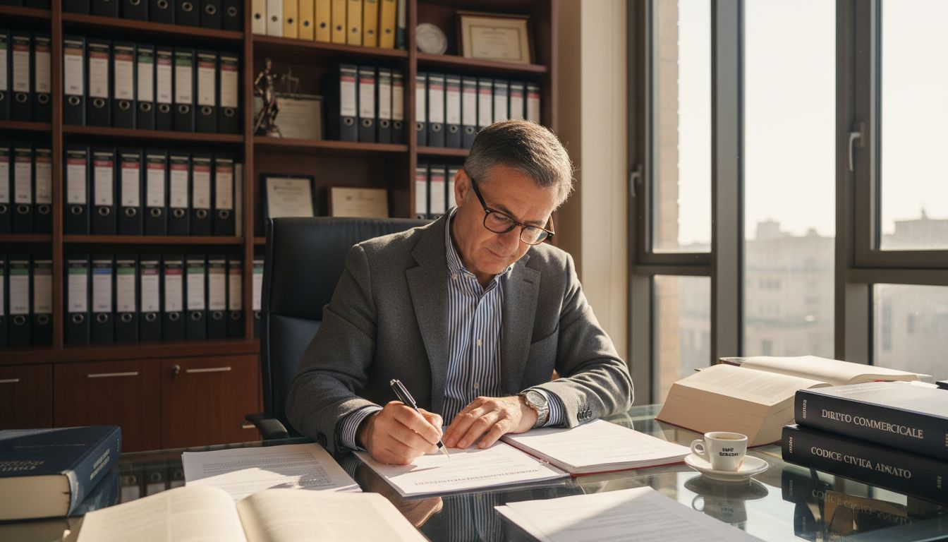 L’avvocato esamina il modulo di registrazione del marchio presso l’ufficio competente.