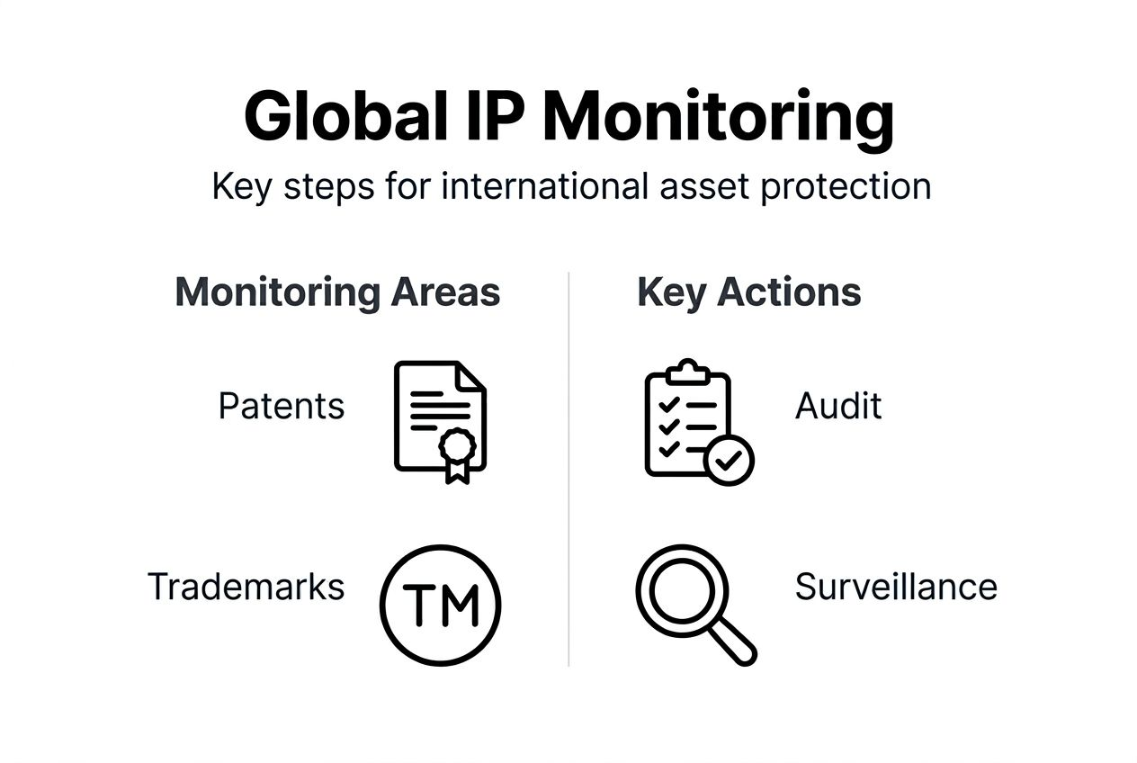 Infographic showing key steps for global IP monitoring