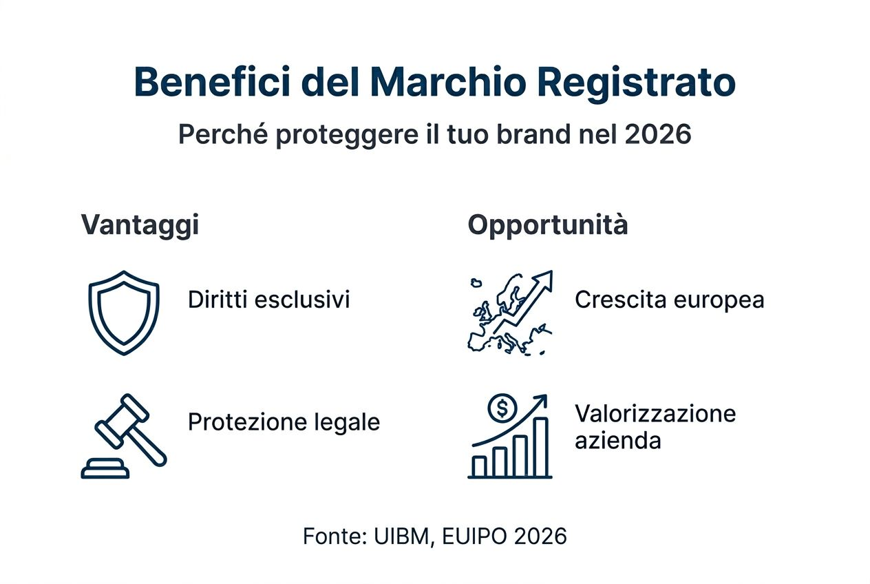Infografica: vantaggi della registrazione del marchio in Italia e in Europa