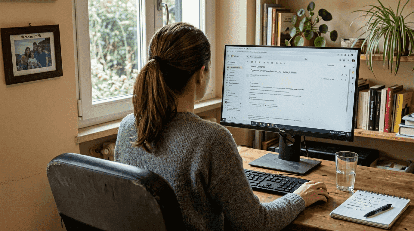 La persona riceve una mail che conferma l’avvenuta registrazione del marchio.