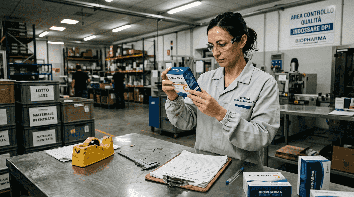 Responsabile che verifica la qualità di un prodotto a marchio autorizzato